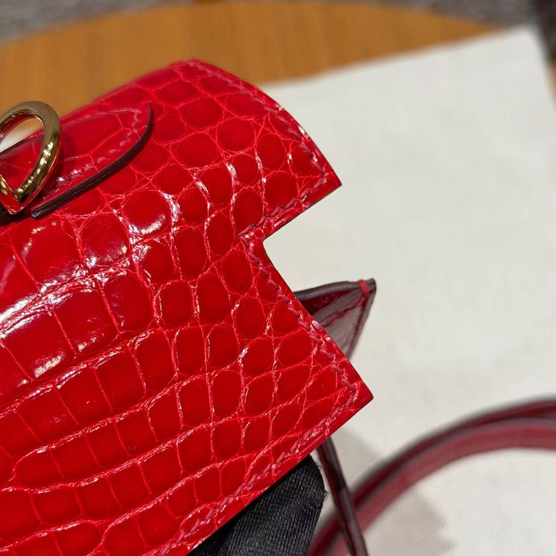 Hermes Kelly 25 Bag Handmade In Bright Faced Alligator Leather from Mississippi Gold Hardware 95 Braise - Image 8