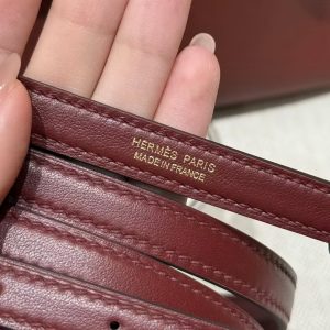 Hermes Kelly Mini 2424 24/24 Bag 21CM Handmade In Evercolor and Swift Calfskin Leather Gold Hardware 55 Rouge H - Image 6