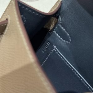 Hermes Kelly Mini 2 19CM Bag Handmade In Epsom Calfskin Leather Silver Hardware 18 Etoupe 2S Sesame 2Z Blue Nuit - Image 13