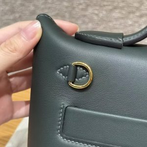 Hermes Kelly Mini 2424 24/24 Bag 21CM Handmade In Swift Calfskin Leather KK Ostrich Gold Hardware Vo Vert Rousseau - Image 11