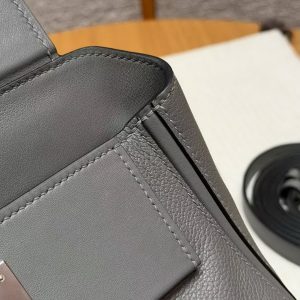 Hermes Kelly 2424 24/24 Bag 21CM Handmade In Evercolor and Swift Calfskin Leather Silver Hardware 8F Girs Etain - Image 10