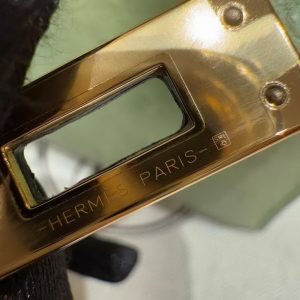 Hermes Kelly Mini 2 19 CM Bag Handmade In KK Ostrich Leather from South Africa Rose Gold Hardware 3i Vert Criquet - Image 10