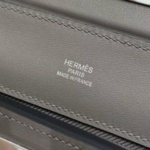 Hermes Kelly 2424 24/24 Bag 21CM Handmade In Evercolor and Swift Calfskin Leather Silver Hardware 0L Gris Meyer - Image 15