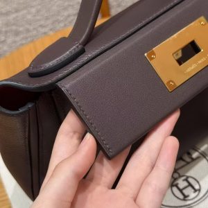 Hermes Kelly 2424 24/24 Bag 21CM Handmade In Evercolor and Swift Calfskin Leather Gold Hardware OG Rouge Sellier 90 Rramboise - Image 7