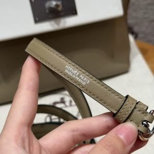 Hermes Kelly 2424 24/24 Bag 21CM Handmade In Evercolor and Swift Calfskin Leather Silver Hardware 8Q Beige Marfa 0U New White - Image 4