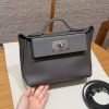 Hermes Kelly 2424 24/24 Bag 21CM Handmade In Evercolor and Swift Calfskin Leather Silver Hardware 0L Gris Meyer