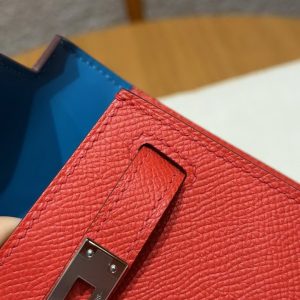 Hermes Kelly Mini 2 19CM Bag Handmade In Epsom Calfskin Leather Silver Hardware l6 Rose Extreme S3 Rouge Coeur B3 Blue Zanzibar - Image 13