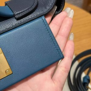 Hermes Kelly Mini 2424 24/24 Bag 21CM Handmade In Evercolor and Swift Calfskin Leather Gold Hardware 2Z Blue Nuit 7U Blue Navy - Image 6