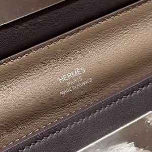 Hermes Kelly 2424 24/24 Bag 21CM Handmade In Evercolor and Swift Calfskin Leather Silver Hardware 18 Etoupe 46 Ebene - Image 15