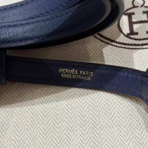 Hermes Kelly 2424 24/24 Bag 21CM Handmade In Evercolor and Swift Calfskin Leather Gold Hardware 73 Blue Saphir - Image 3