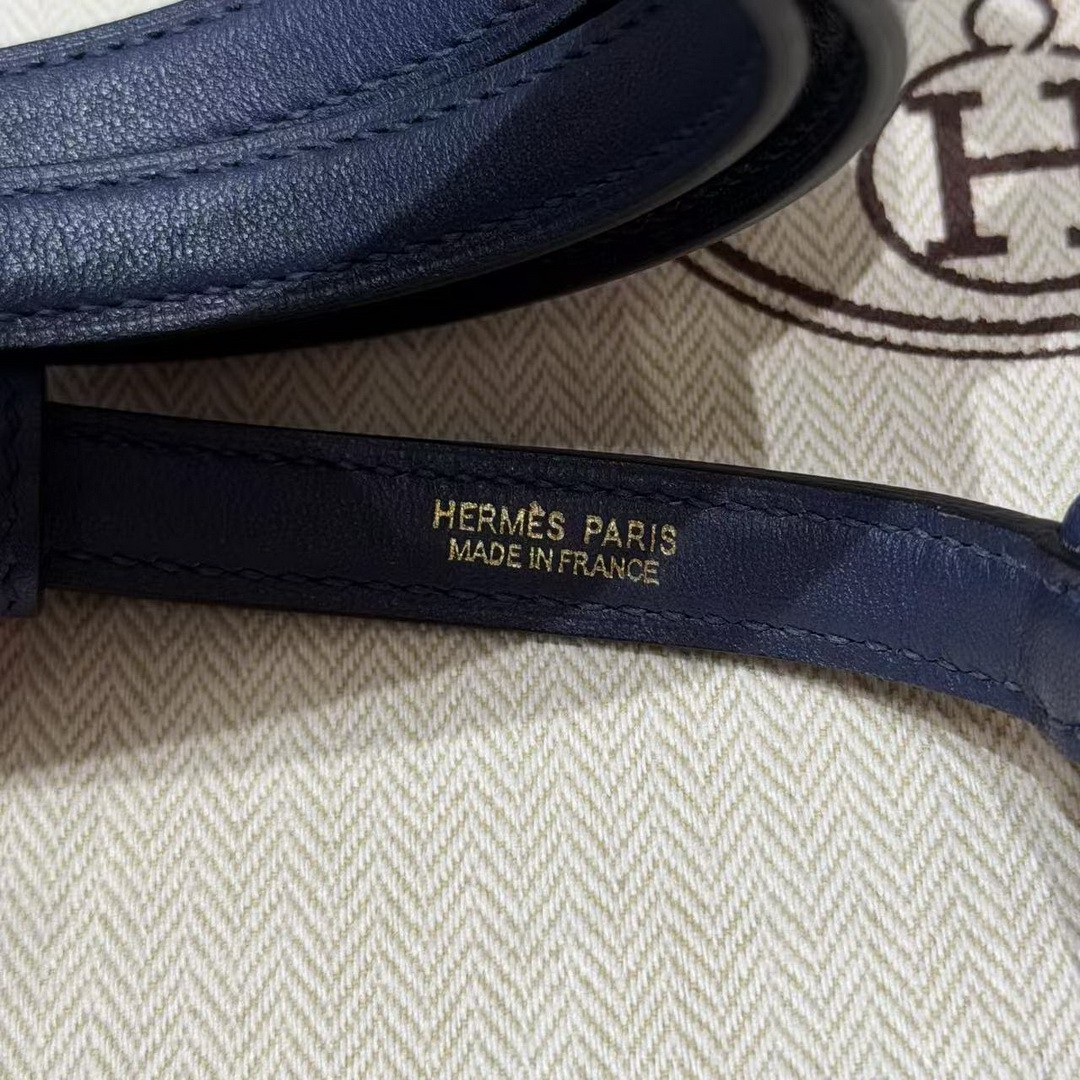 Hermes Kelly 2424 24/24 Bag 21CM Handmade In Evercolor and Swift Calfskin Leather Gold Hardware 73 Blue Saphir - Image 3