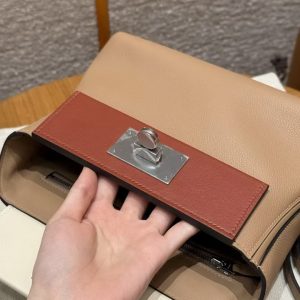 Hermes Kelly 2424 24/24 Bag 21CM Handmade In Evercolor and Swift Calfskin Leather Silver Hardware 0M Chai l2 Nata 6C Cuivre - Image 9