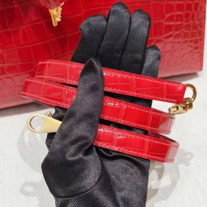 Hermes Kelly 25 Bag Handmade In Bright Faced Alligator Leather from Mississippi Gold Hardware 95 Braise - Image 3
