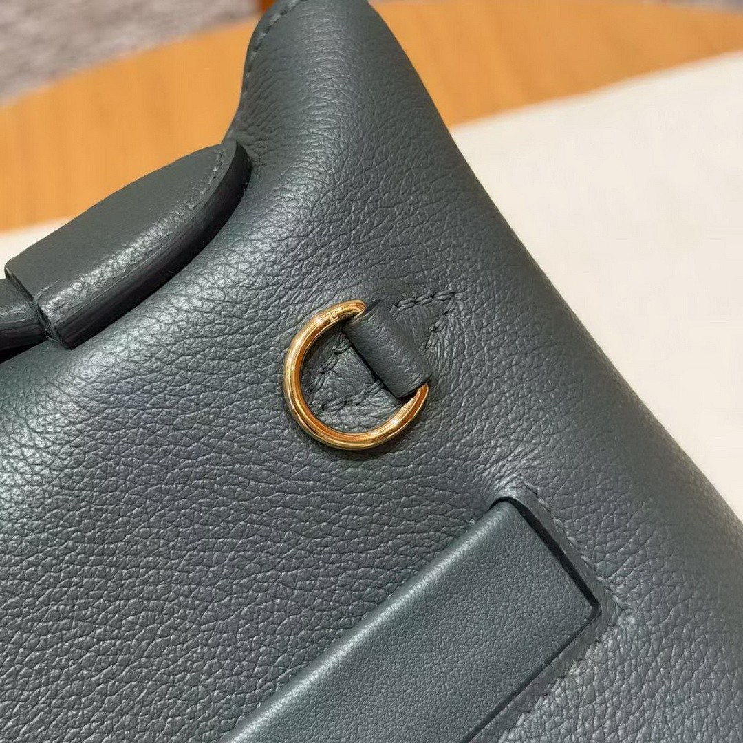 Hermes Kelly Mini 2424 24/24 Bag 21CM Handmade In Evercolor and Swift Calfskin Leather Gold Hardware Q0 Vert Mangrove - Image 5