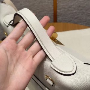 Hermes Kelly 2424 24/24 Bag 29CM Handmade In Togo and Swift Calfskin Leather Gold Hardware 10 Craie 4B Biscuit - Image 6