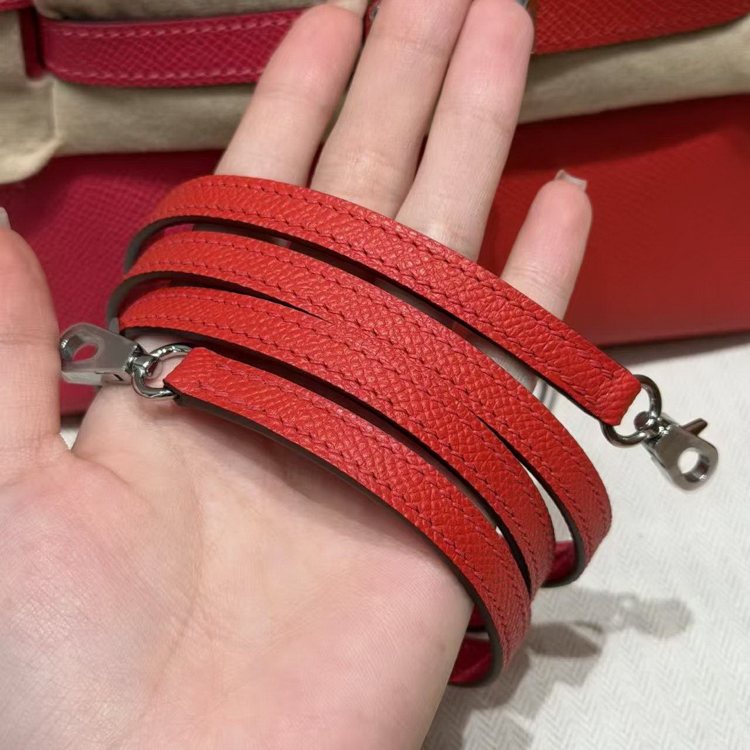 Hermes Kelly Mini 2 19CM Bag Handmade In Epsom Calfskin Leather Silver Hardware l6 Rose Extreme S3 Rouge Coeur B3 Blue Zanzibar - Image 4