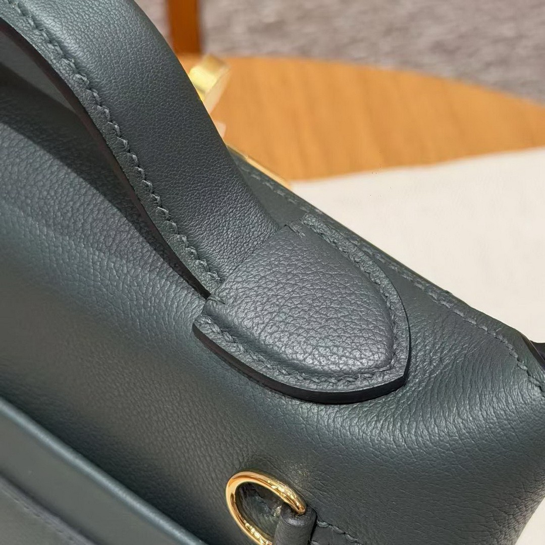 Hermes Kelly Mini 2424 24/24 Bag 21CM Handmade In Evercolor and Swift Calfskin Leather Gold Hardware Q0 Vert Mangrove - Image 6