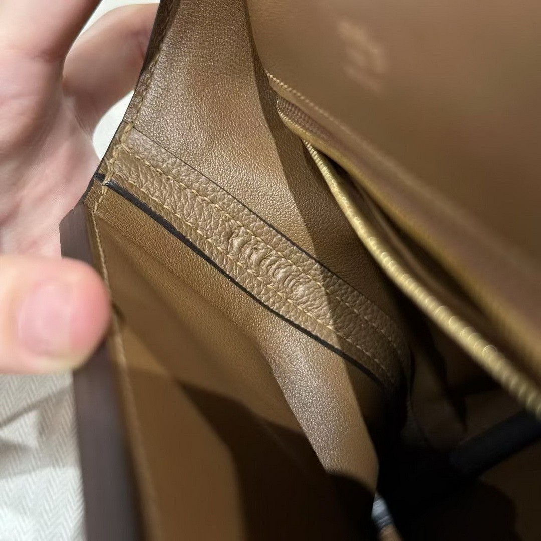 Hermes Kelly Mini 2424 24/24 Bag 21CM Handmade In Togo Calfskin Leather Matte American Crocodile Gold Hardware 3G Alezan - Image 13