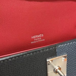 Hermes Kelly Mini 2 19CM Bag Handmade In Epsom Calfskin Leather Silver Hardware 89 Noir 76 Blue Indigo K1 Rouge Grenat - Image 21