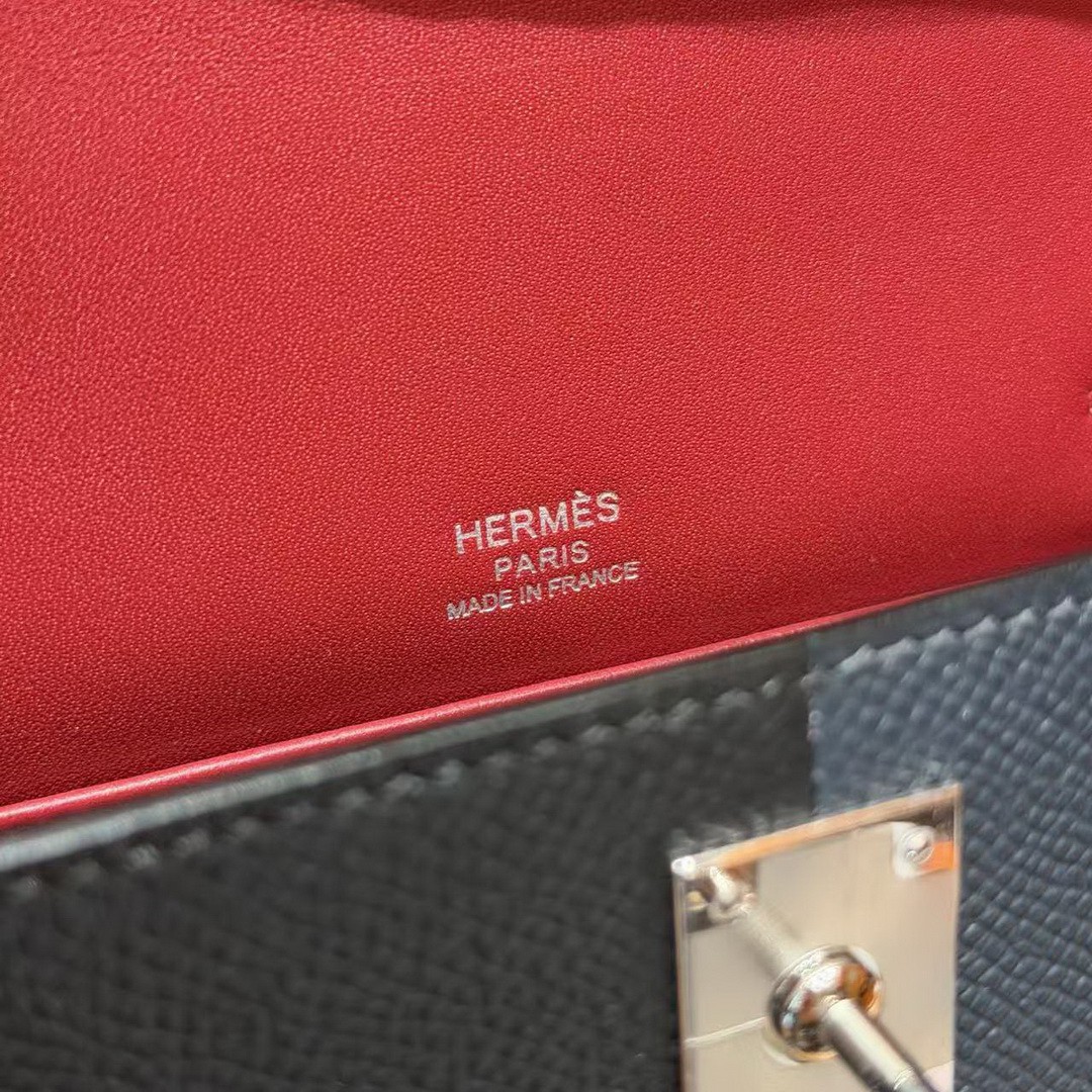 Hermes Kelly Mini 2 19CM Bag Handmade In Epsom Calfskin Leather Silver Hardware 89 Noir 76 Blue Indigo K1 Rouge Grenat - Image 21