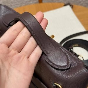 Hermes Kelly 2424 24/24 Bag 21CM Handmade In Evercolor and Swift Calfskin Leather Gold Hardware OG Rouge Sellier 90 Rramboise - Image 6