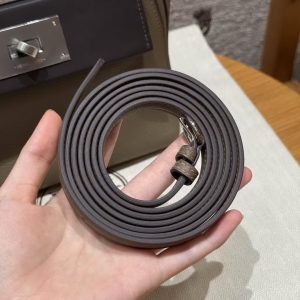 Hermes Kelly 2424 24/24 Bag 21CM Handmade In Evercolor and Swift Calfskin Leather Silver Hardware 18 Etoupe 46 Ebene - Image 6