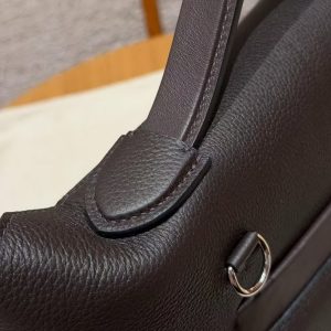 Hermes Kelly 2424 24/24 Bag 29CM Handmade In Evercolor and Swift Calfskin Leather Silver Hardware 47 Chocolate - Image 6