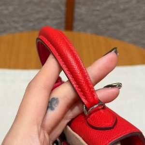 Hermes Kelly Mini 2 19CM Bag Handmade In Epsom Calfskin Leather Silver Hardware l6 Rose Extreme S3 Rouge Coeur B3 Blue Zanzibar - Image 15