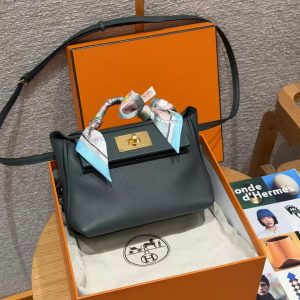 Hermes Kelly Mini 2424 24/24 Bag 21CM Handmade In Evercolor and Swift Calfskin Leather Gold Hardware Q0 Vert Mangrove - Image 9