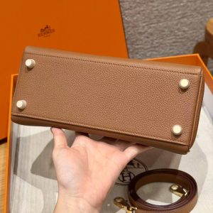 Hermes Kelly 25 Bag Handmade In Togo Calfskin Leather and Alligator from Mississippi Gold Hardware 37 Gold - Image 18