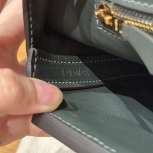 Hermes Kelly Mini 2424 24/24 Bag 21CM Handmade In Swift Calfskin Leather KK Ostrich Gold Hardware Vo Vert Rousseau - Image 15