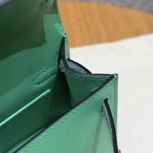 Hermes Kelly Mini 2 19CM Bag Handmade In Madame and Alligator Leather Silver Hardware 0T Vert Comics 0W Girs Neve - Image 13