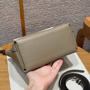 Hermes Kelly 2424 24/24 Bag 21CM Handmade In Evercolor and Swift Calfskin Leather Silver Hardware 8Q Beige Marfa 0U New White - Image 18
