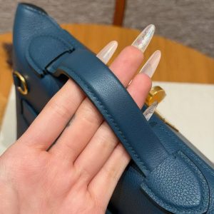 Hermes Kelly Mini 2424 24/24 Bag 21CM Handmade In Evercolor and Swift Calfskin Leather Gold Hardware 1P Colvert - Image 9