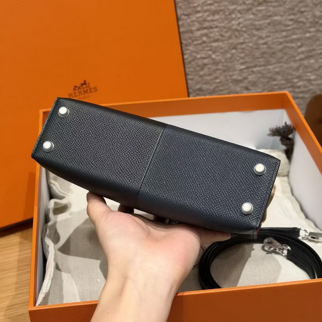 Hermes Kelly Mini 2 19CM Bag Handmade In Epsom Calfskin Leather Silver Hardware 89 Noir 76 Blue Indigo K1 Rouge Grenat - Image 23