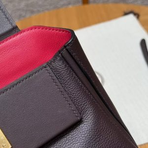 Hermes Kelly 2424 24/24 Bag 21CM Handmade In Evercolor and Swift Calfskin Leather Gold Hardware OG Rouge Sellier 90 Rramboise - Image 8