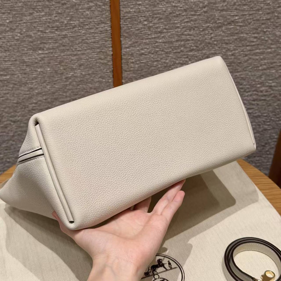 Hermes Kelly 2424 24/24 Bag 29CM Handmade In Togo and Swift Calfskin Leather Gold Hardware 10 Craie 4B Biscuit - Image 13