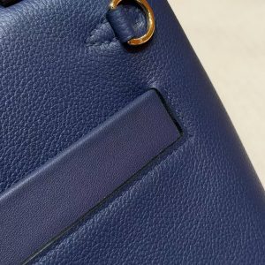 Hermes Kelly 2424 24/24 Bag 21CM Handmade In Evercolor and Swift Calfskin Leather Gold Hardware 73 Blue Saphir - Image 7