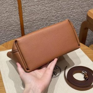 Hermes Kelly 2424 24/24 Bag 21CM Handmade In Evercolor and Swift Calfskin Leather Silver Hardware 37 Gold 0G Rouge Sellier 09 Mauve Pale - Image 16