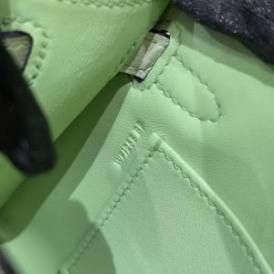 Hermes Kelly Mini 2 19 CM Bag Handmade In KK Ostrich Leather from South Africa Rose Gold Hardware 3i Vert Criquet - Image 9