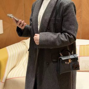 Hermes Kelly Mini 2 19CM Bag Handmade In Epsom Calfskin Leather Silver Hardware 89 Noir 76 Blue Indigo K1 Rouge Grenat - Image 5