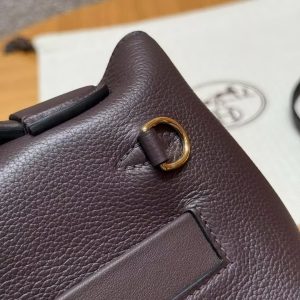 Hermes Kelly 2424 24/24 Bag 21CM Handmade In Evercolor and Swift Calfskin Leather Gold Hardware OG Rouge Sellier 90 Rramboise - Image 5