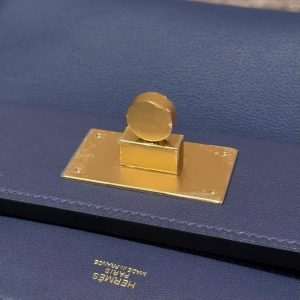 Hermes Kelly 2424 24/24 Bag 21CM Handmade In Evercolor and Swift Calfskin Leather Gold Hardware 73 Blue Saphir - Image 13