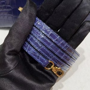 Hermes Kelly Mini 2 19CM Bag Handmade In Bright Faced Alligator Leather from Mississippi Gold Hardware M3 Blue Encer - Image 5