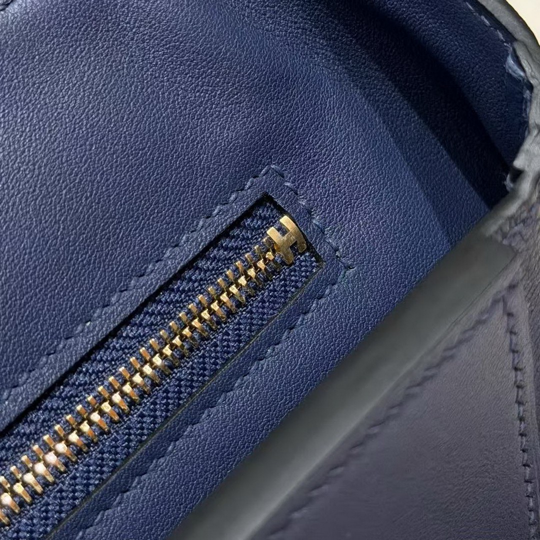 Hermes Kelly 2424 24/24 Bag 21CM Handmade In Evercolor and Swift Calfskin Leather Gold Hardware 73 Blue Saphir - Image 10