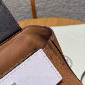 Hermes Kelly 2424 24/24 Bag 21CM Handmade In Evercolor and Swift Calfskin Leather Silver Hardware 37 Gold 0G Rouge Sellier 09 Mauve Pale - Image 10
