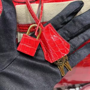 Hermes Kelly 25 Bag Handmade In Bright Faced Alligator Leather from Mississippi Gold Hardware 95 Braise - Image 5