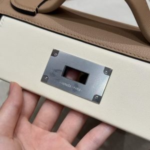 Hermes Kelly 2424 24/24 Bag 21CM Handmade In Evercolor and Swift Calfskin Leather Silver Hardware 0M Chai l2 Nata 6C Cuivre - Image 16