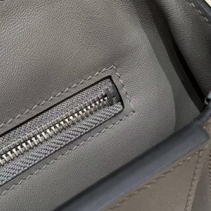 Hermes Kelly 2424 24/24 Bag 21CM Handmade In Evercolor and Swift Calfskin Leather Silver Hardware 0L Gris Meyer - Image 7