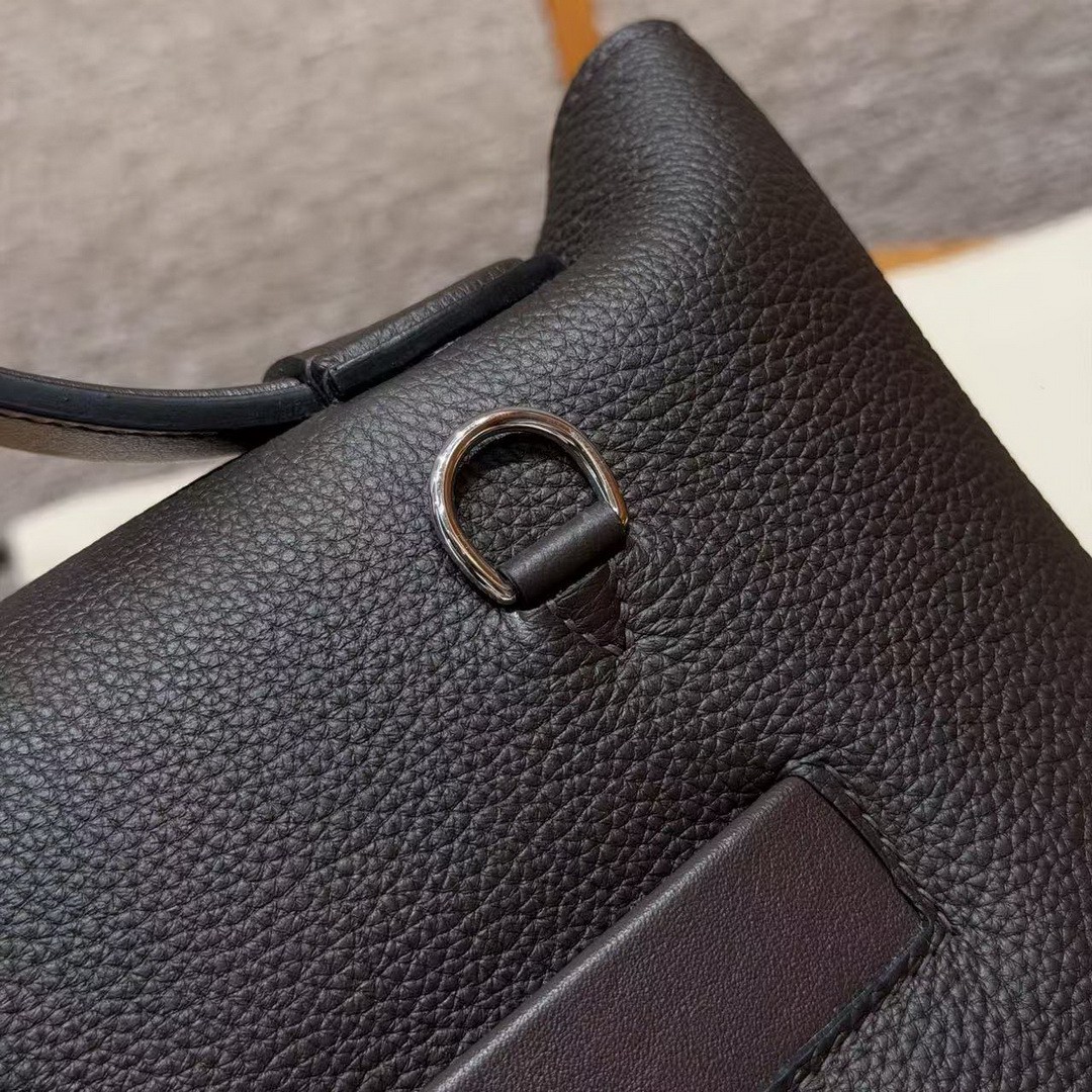 Hermes Kelly 2424 24/24 Bag 29CM Handmade In Evercolor and Swift Calfskin Leather Silver Hardware 47 Chocolate - Image 5